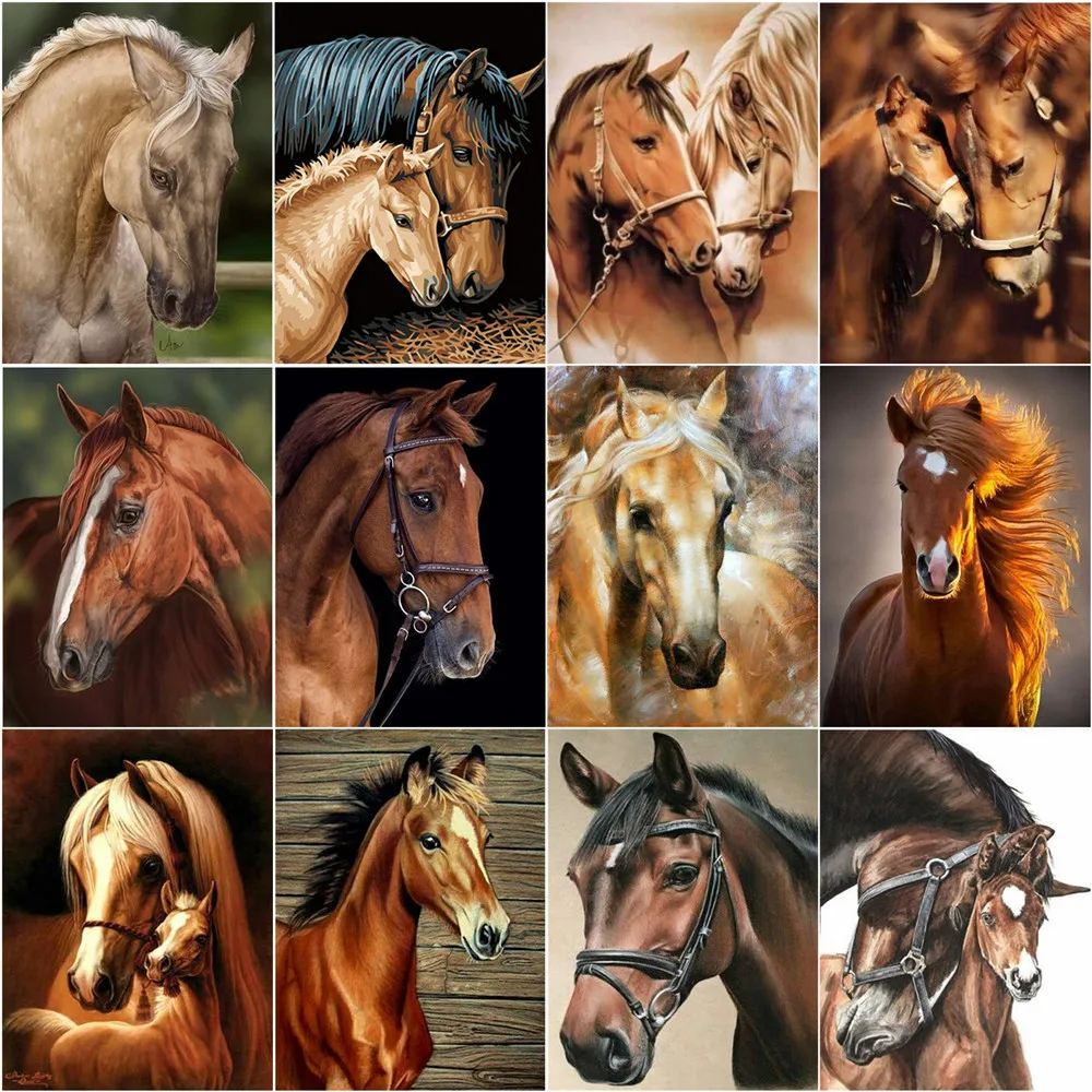 

AZQSD масла Краски ing по номерам лошадь взрослых акриловые Краски Декор для дома картины по номерам животных подарок ручной работы стены искус...