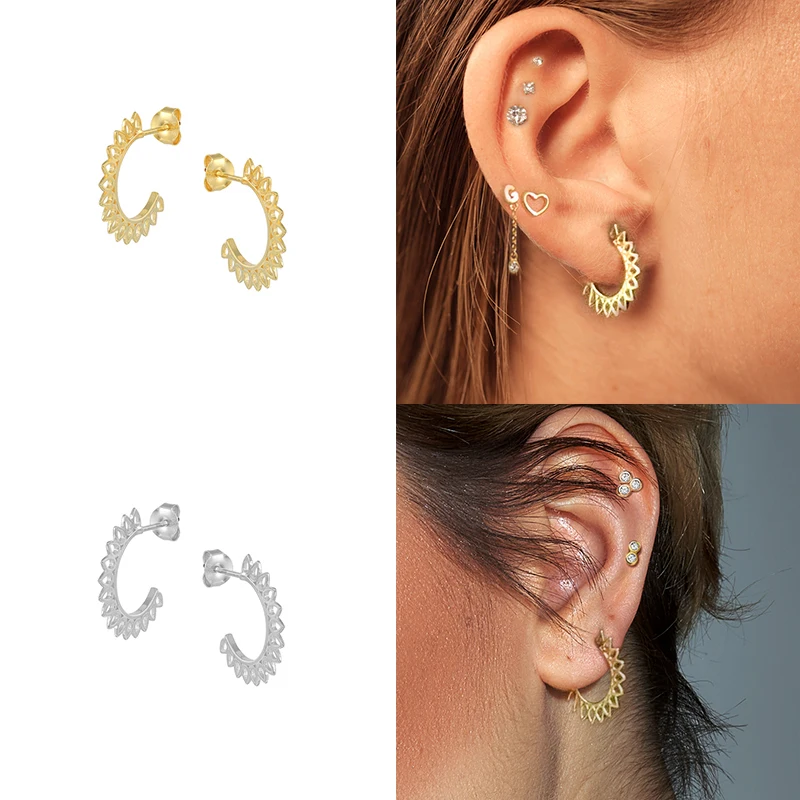 

Personality Hollow C Shape Puncture Earrings for Women Sterling Silver Dangle Earring Fashion Stud Earring Fine Jewelry Luxury