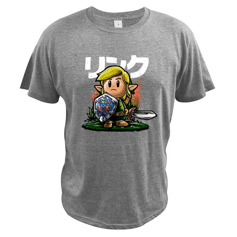 Серый Футболка с надписью Legend of Zelda, хлопок, цифровой принт, высокое качество, футболки для видео игр, топы, футболка с надписью Link's Awakening - Цвет: Серый