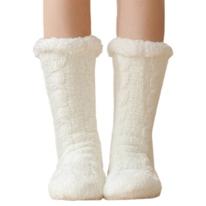 

Non Slip Women Socks Warm Adult Thickened Bed Fluffy Cozy Home Soft Artificial Fleece Lined One Size Winter