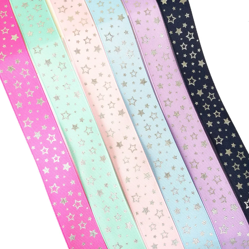 (10 ярдов) 25 мм лента с блестками и звездами ленты в рубчик для упаковки подарков