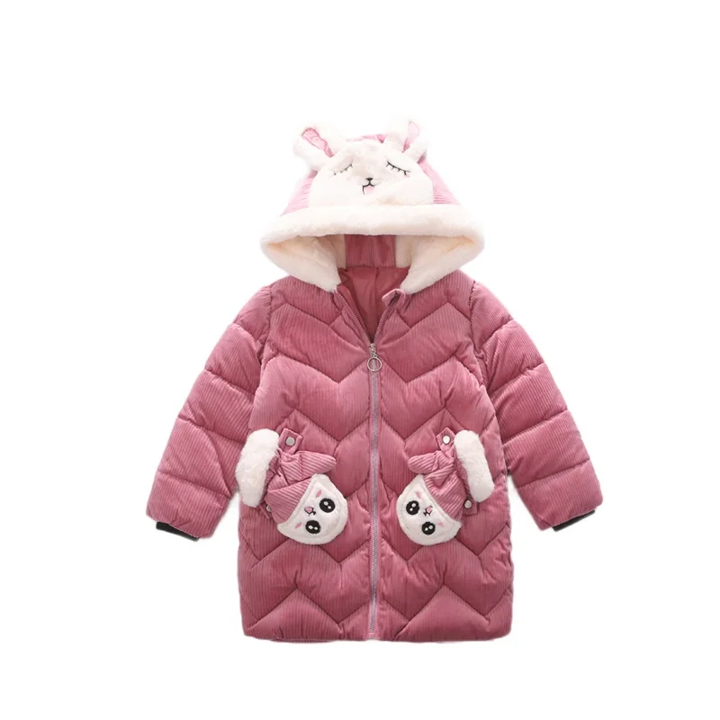 Детская зимняя куртка теплое пальто для девочек Толстая парка с капюшоном и