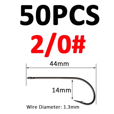 50pcs Size 2I0 ICERIO 50 шт. крючок для завязывания летучей мыши 2XL Стандартный Крючок для волос с оленем для небольших узоров щуки и баса и больших креветок для морской воды - Цвет: 50pcs Size 2I0