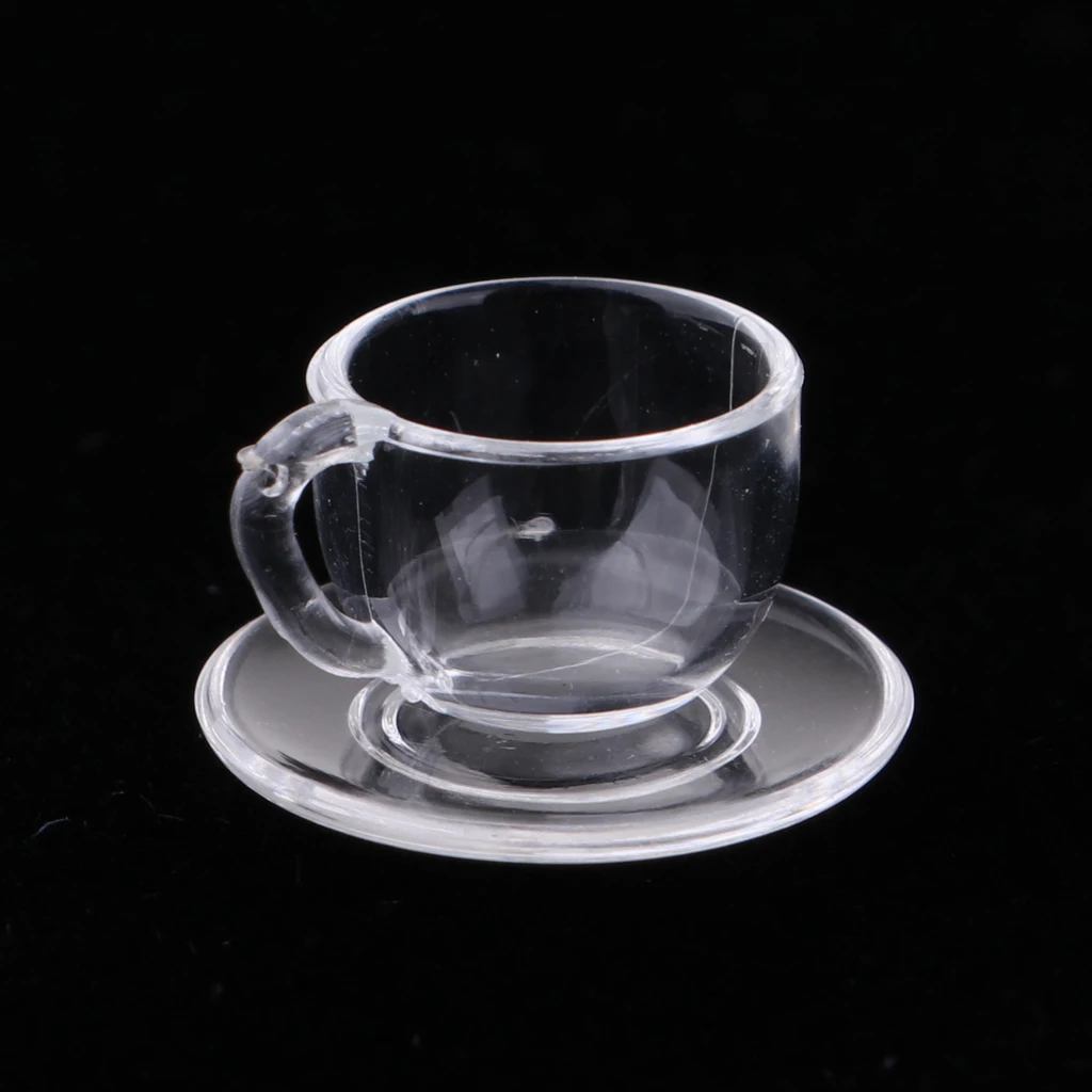 

1/12 акриловая кофейная чашка, чайная чашка с блюдцем, миниатюрная посуда для кукольного домика