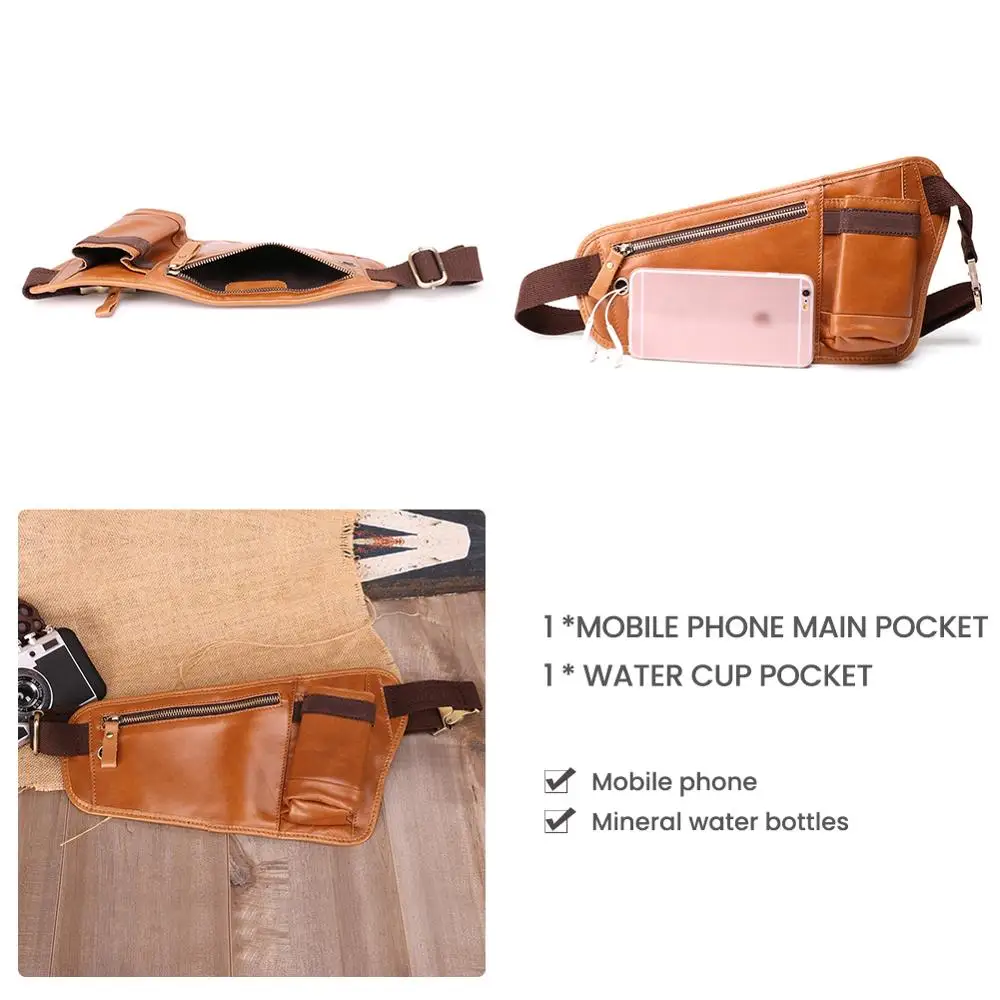 Мужская поясная сумка JOGUJOS из натуральной кожи модная нагрудная для мужчин