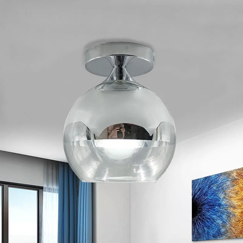 

Modern Simple LED Ceiling Lights Electroplated Ball Glass E26/27 Bedroom Kitchen Hallway Porch Balcony Decorated Light Fixture