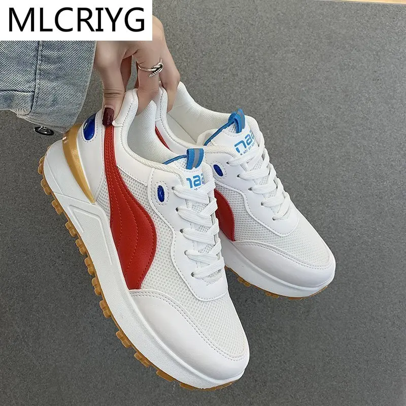

2021 Fall Women Vulcanized Shoes Lightweight Women Shoes Fashion Casual Shoes Breathable Non-slip Shoes Thick-soled Shoes Woman