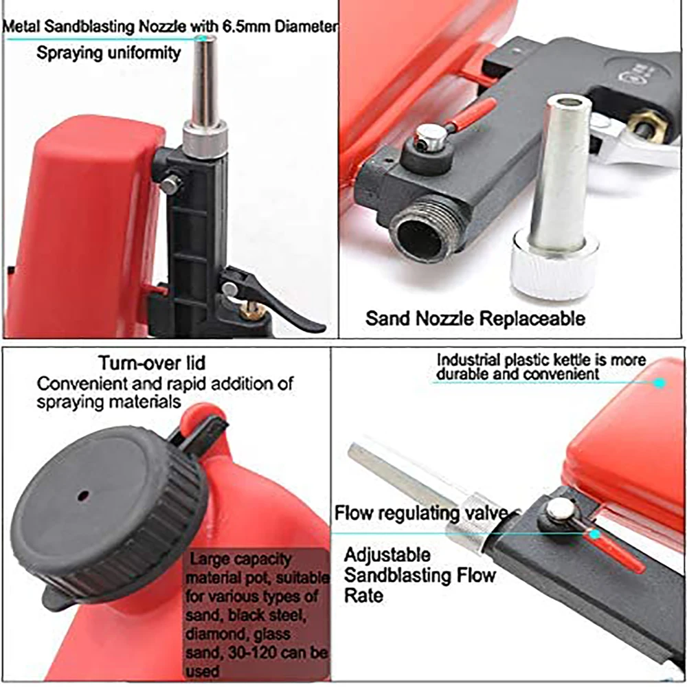 

Abrasive Air Sand Blaster Gun Sandblaster Professional Sandblaster Blasting Machine Hand Held Gravity Feed Media Blasting Gun