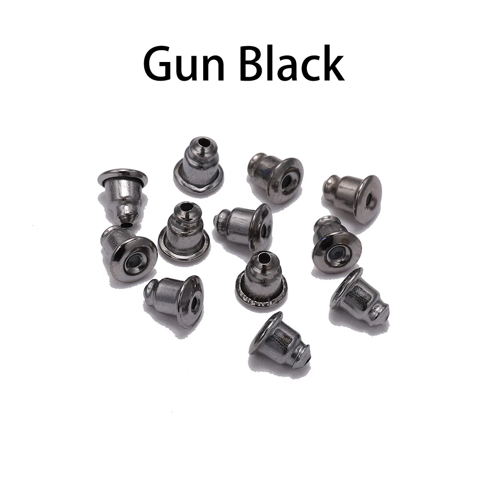 Gun Black 5*6 мм, 200 шт, серьги-шпильки, фиксаторы, прокрутки для ушей, сделай сам, закрытые колпачки, серьги, задние фиксаторы, аксессуары для ушей - Цвет: Gun Black