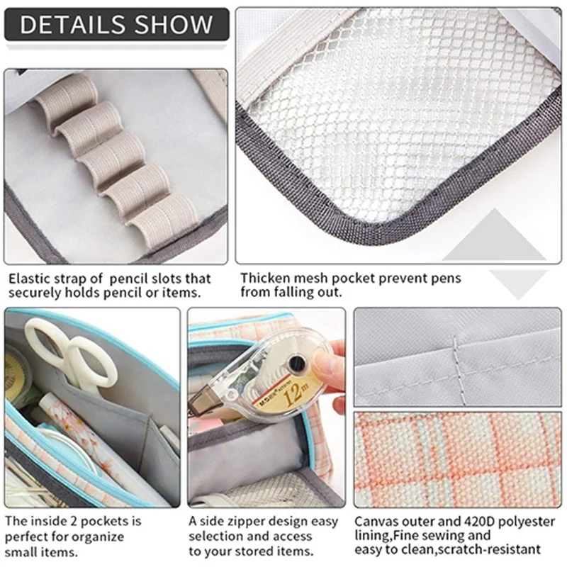 

ANGOO Big Capacity Pencil Case Pencil Pen Pouch Storage Case with Handle Stationery Bag Supplies Box for Student Office