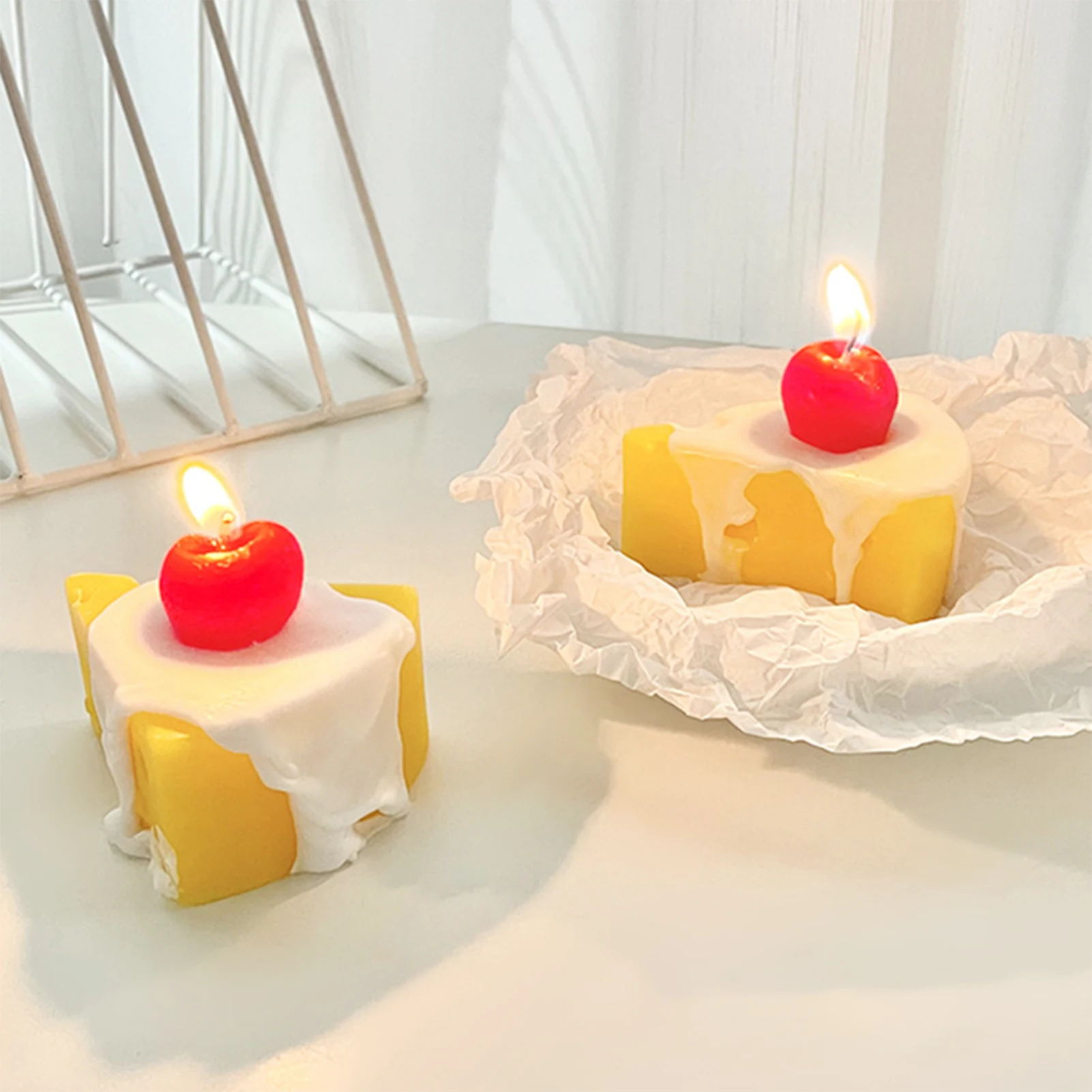 Cherry Cheese Shape Scented Candle Home Decor Table Centerpiece