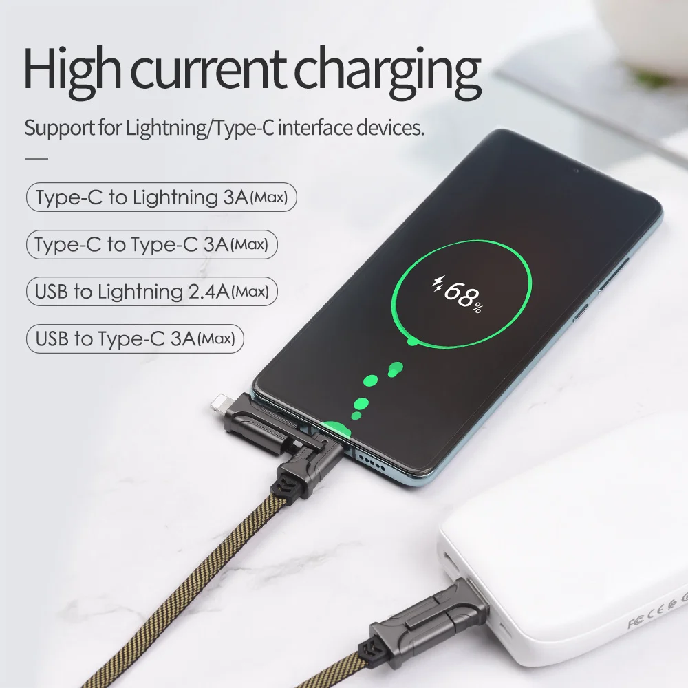 Кабель HOCO 4 в 1 USB Type-C 60 Вт PD быстрое зарядное устройство кабель C-Type C для iPhone 12 Pro Max