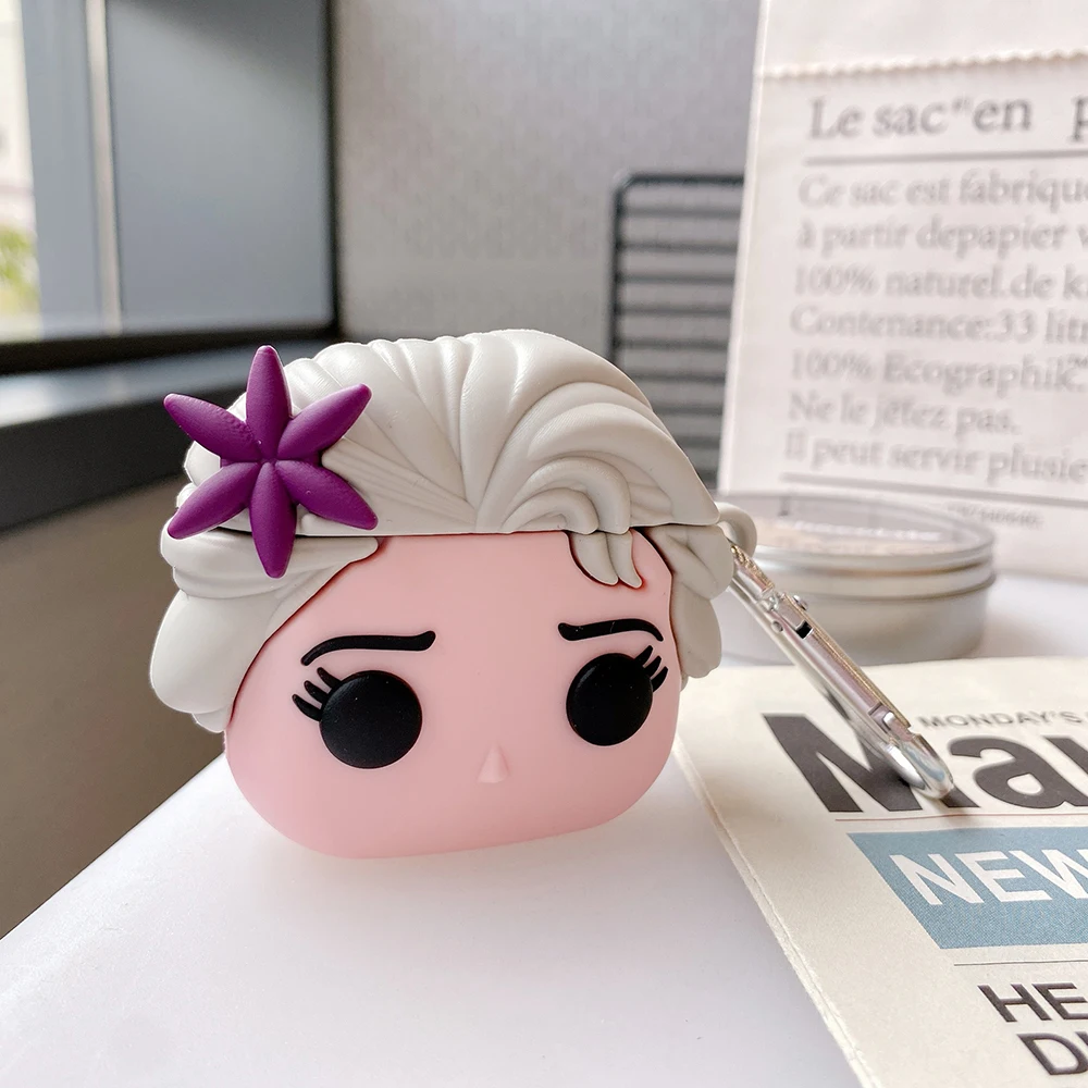 

New Elsa Airpods Case For pro or 1/2 Silicone 3D Cute Novelty Wireless Earphone Dustproof Cover