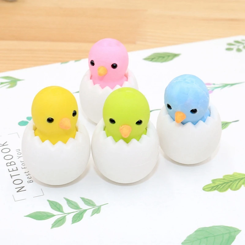 1 шт. Kawaii Мультфильм яичная скорлупа курица карандаш ластик мини животные для