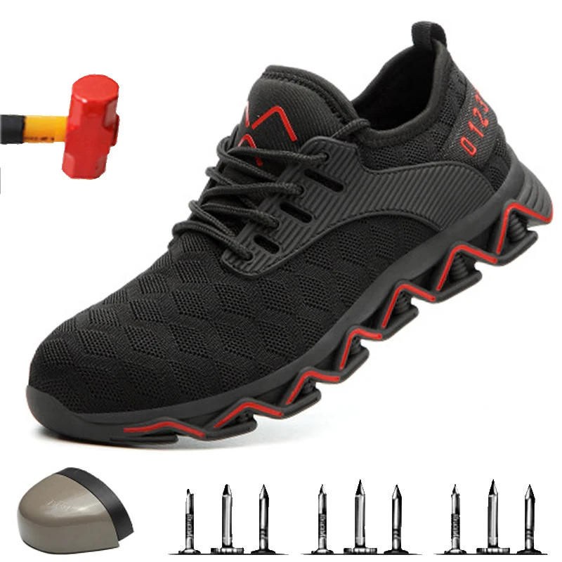

Прямая поставка; Безопасная обувь со стальным носком; Мужские легкие дышащие износостойкие кроссовки унисекс для работы и мужчин