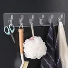 6 крючков, прозрачные крепкие самоклеящиеся настенные вешалки для дверей, крючки на присоске, стойка для тяжелых нагрузок, присоска для кухни и ванной комнаты