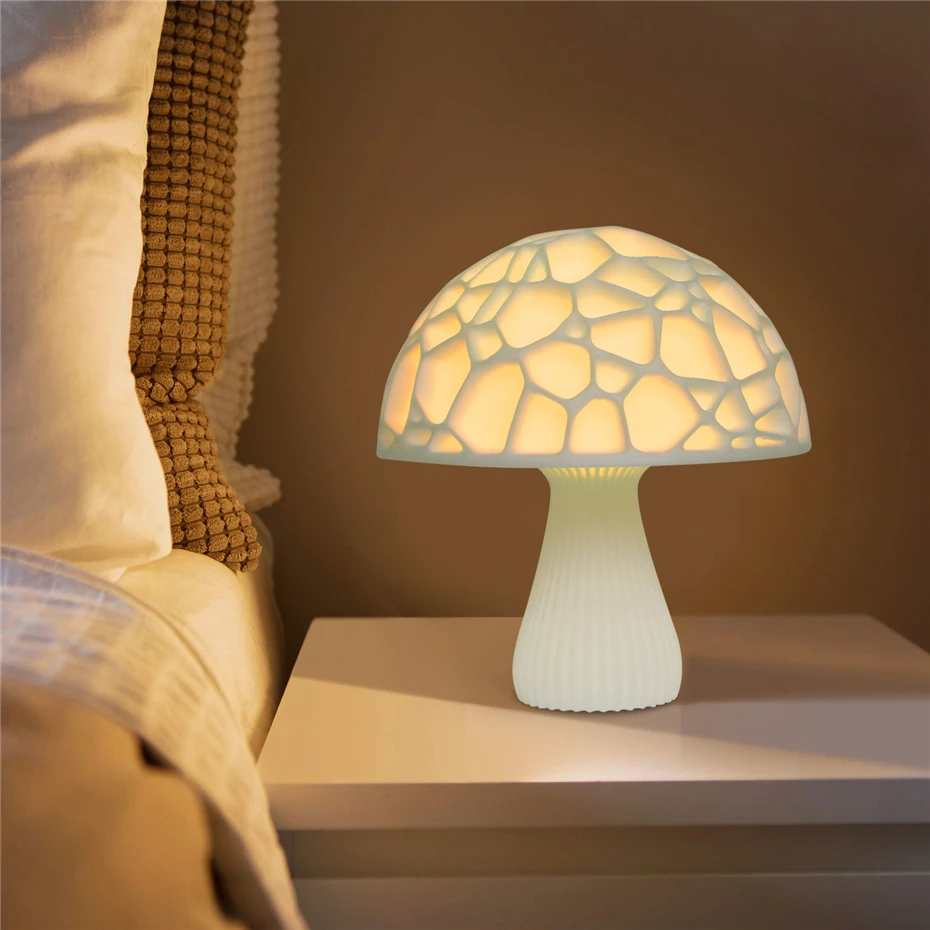 3D printing 16 color mushroom night light LED bedside lamp remote control light children's night light novelty gift home decorat