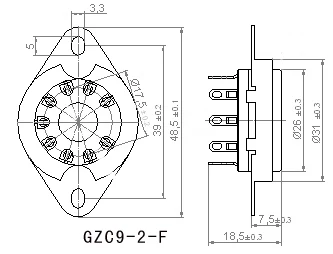 7 шт. керамическая Трубная розетка 9 pin GZC9-2-F Серебряная ножка для EL504 трубчатого