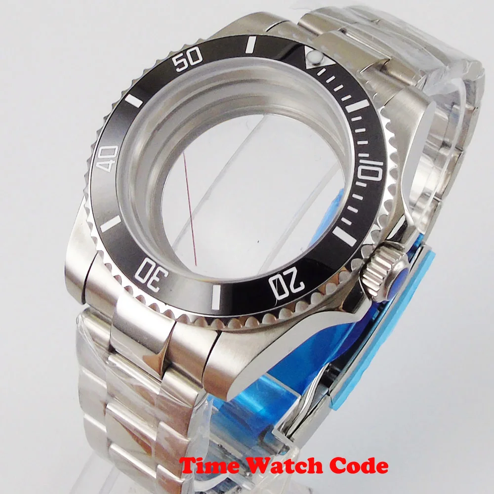 40mm Men's Wristwatch Case parts fit for NH35 NH36 movement with oyster bracelet sapphire glass black ceramic bezel insert | Наручные