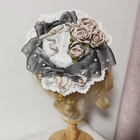 17 styles lolita ruffled lace bowknot rose pearl yarn ribbon miniround top hat lightweight anime cosplay tea party bonnet