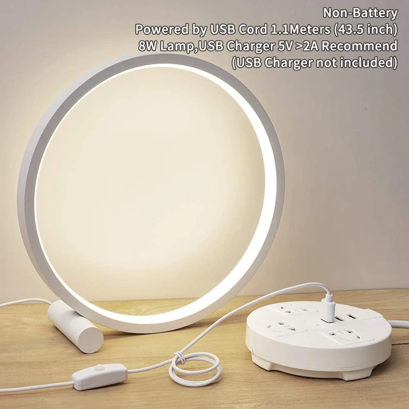 

LED Table Lamp Nightstand Desk Lamps Round Study Night Lights for Bedroom Living Kids Room Decorative