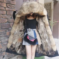 detachable fur collar fur inner jacket the womens winter knee