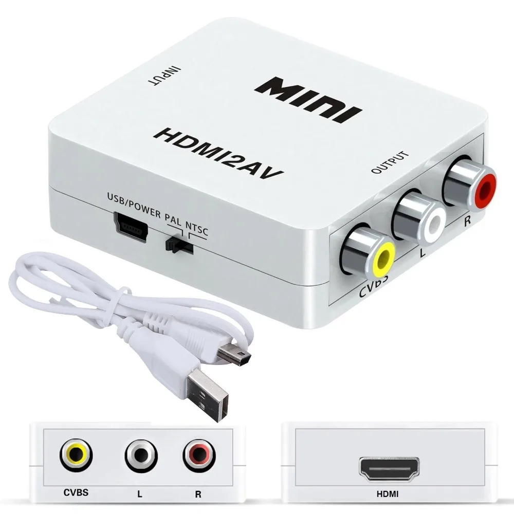 1080P Mini HDMI to VGA RCA AV Composite Adapter Converter with 3.5mm Audio cable VGA2AV / CVBS + PC HDTV | Электроника