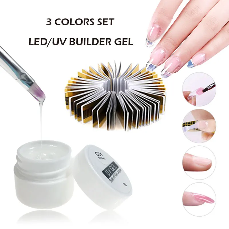 Конструирующий гель поли акриловый для ногтей розовый белый прозрачный кристалл