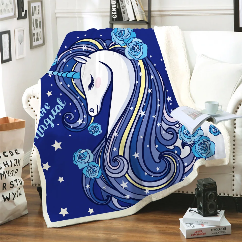 Цветное покрывало в виде единорога для детей 3d-одеяло из искусственного меха