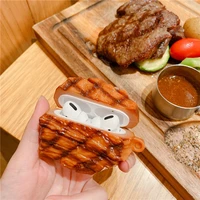 for airpods pro 3 cute wireless earphone case for apple airpods 1 2 funny 3d food french steak headset soft silicone cover kid