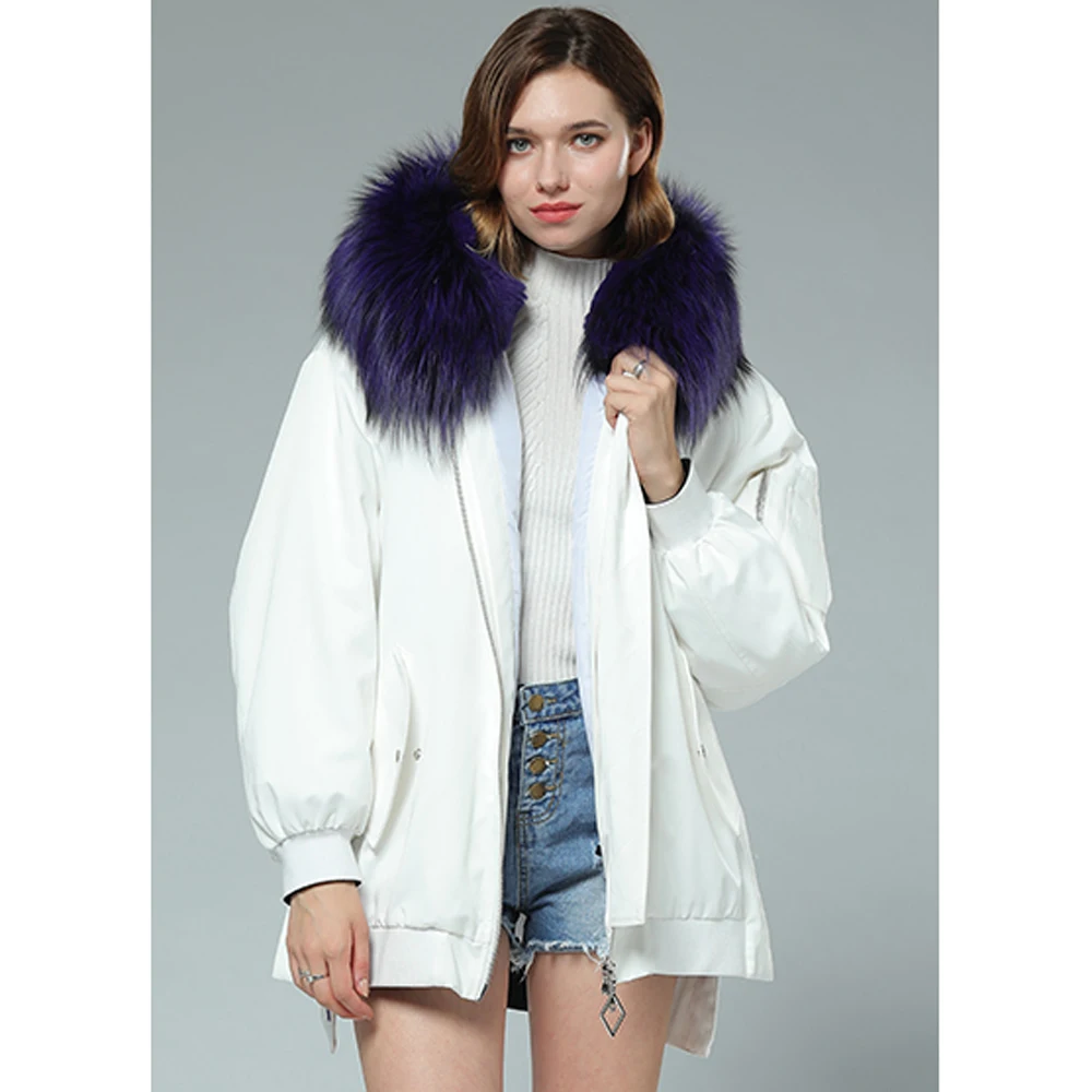 SANI/2019 новые меховые парки 100% одежда с подкладкой енотовидная собака капюшоном