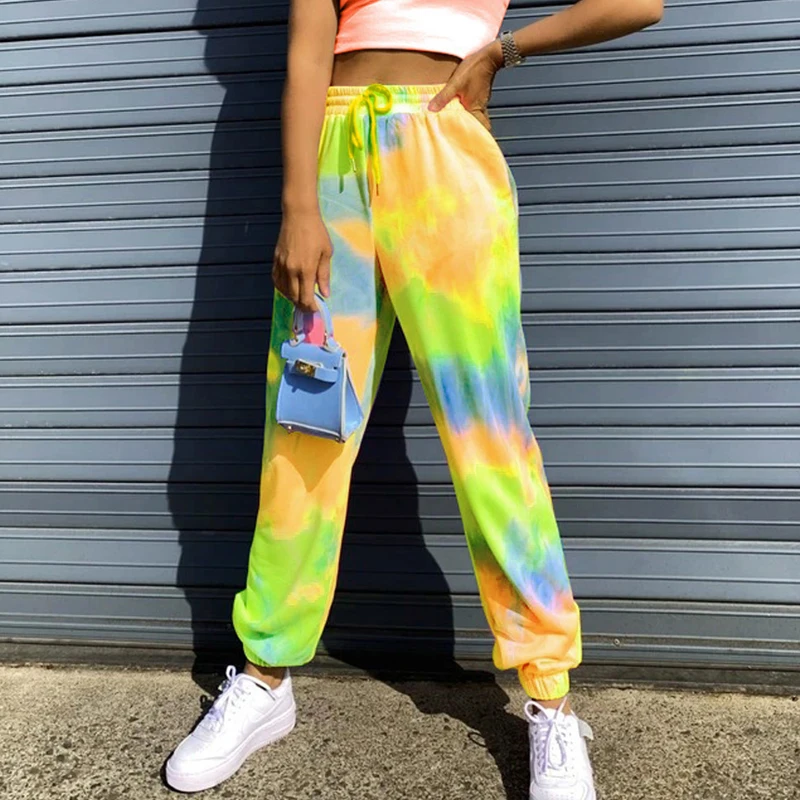 

hirigin Autumn Women trousers 2020 Summer Tie-Dye Fashion Casual Sports Pants Female Harem Pants women Elastic Waist pants