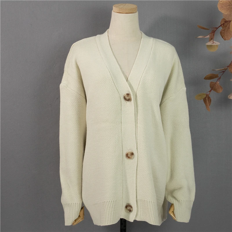 

New 2021 Winter Spring Women's Sweaters V-Neck Buttons Cardigans Oversized Fashionable Korean Lady Knitwears