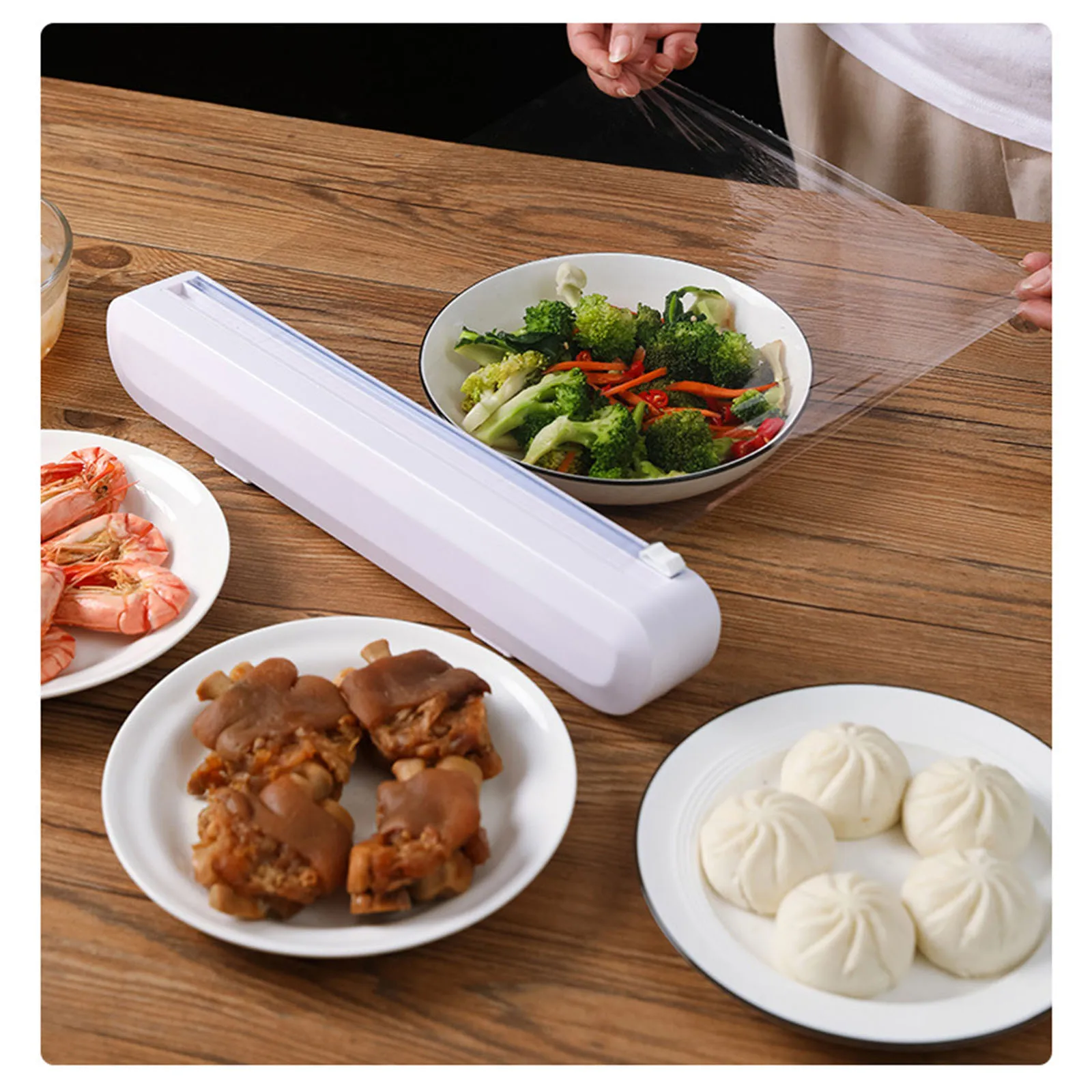 Plastic fresh-keeping bag with cutting storage box household portable plastic slicer used for film white | Дом и сад