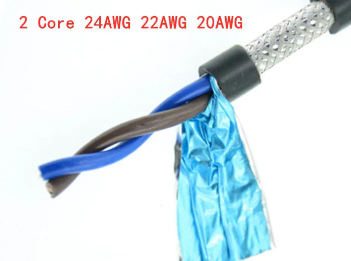 2 Core 20AWG 100M 100 м 20AWG 22AWG 2 core 4 core 6 ядро 8 core1 метр 485 сигнал связи провода рвсп Чистая медь экранированная витая пара провода - Цвет: 2 Core 20AWG 100M