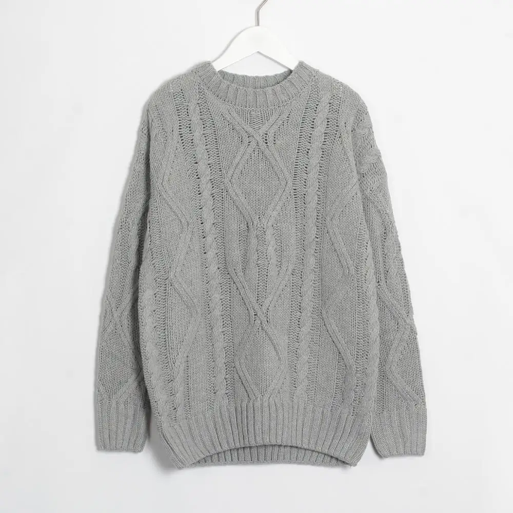 Свитера база мастхэв Wixra Твердые теплые О-образный вырез горловины Повседневная