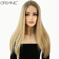 oriane silky straight honey blonde synthetic lace front wig high density heat resistant wigs cosplay wig with baby hair