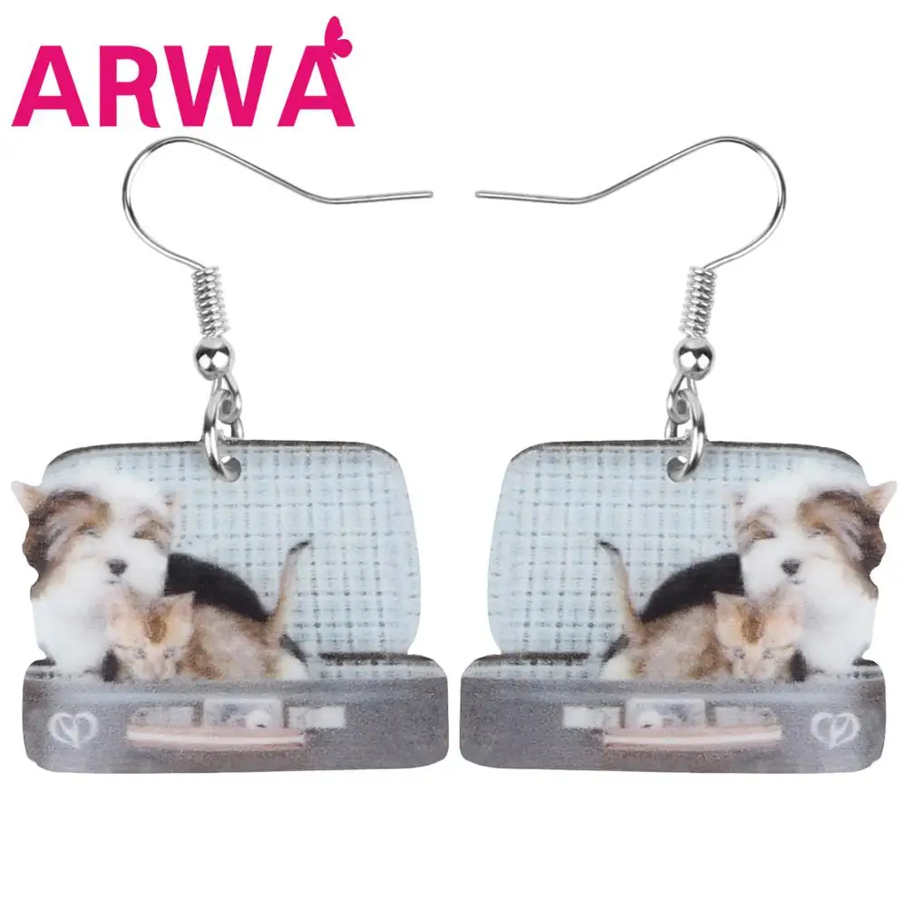 ARWA акриловая Милая серая сумка Йоркширские серьги с собаками принт животными