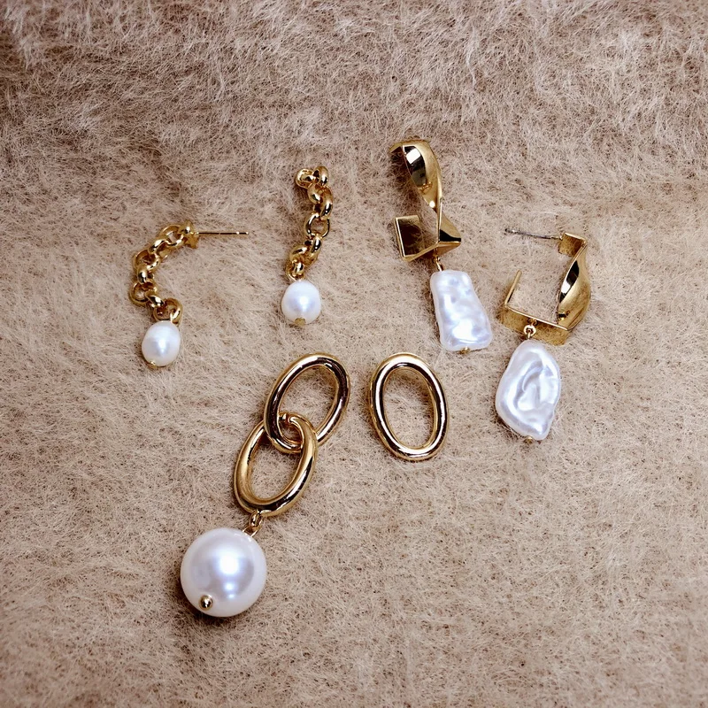 

TOTASALLY 2020 Trendy Bohemian Earrings for Women Vintage Baroque Irregular Pearl drop Earrings Stars Geometric Party Jewelry
