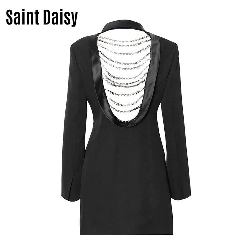 SaintDaisy Coats and Jacket Women Fall Clothes for Women 2021 Fashion Sexy Vintage Tassel Turn-down Collar Single Breasted 55109