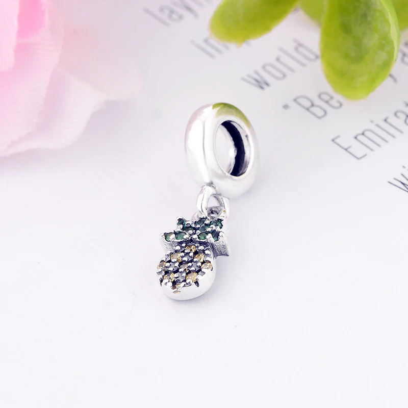 

Подходит для оригинального шарма браслет 925 серебро желтый Цирконий Фрукты Ананас шарик для изготовления женщин Me серии Berloque 2020 Новый