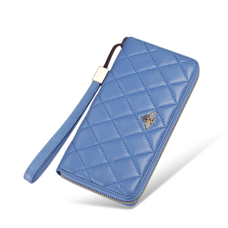 Женский кошелек из овечьей кожи сумка RFID для телефона на молнии держатель карт