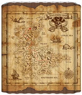 Винтажный фланелевый коврик для ванной с изображением пиратской карты коврики