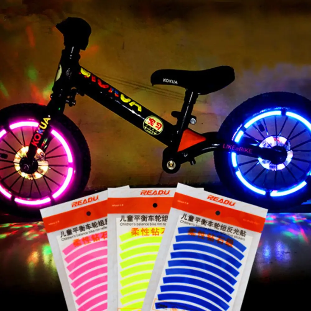 

10pcs Bike Reflective Stickers Wheel Decals Reflective Tape Safety Strips Bicycle Wheel Stickers Balance Bike Accessories