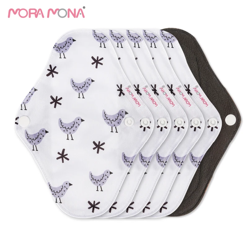 Mora Mona Reusable Bamboo Charcoal Periods Cloth Pad Washable Female Sanitary Napkin 5 Pcs | Красота и здоровье