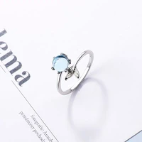 fishtail ring female sterling silver fashion personality simple glass light luxury index finger opening ring for women