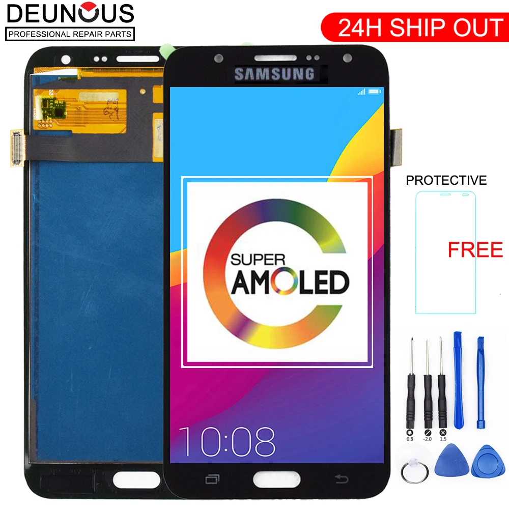 ЖК дисплей Super AMOLED 5 дюйма для SAMSUNG Galaxy J7 2015 J700 сенсорный экран J700F J700M J700H|Экраны