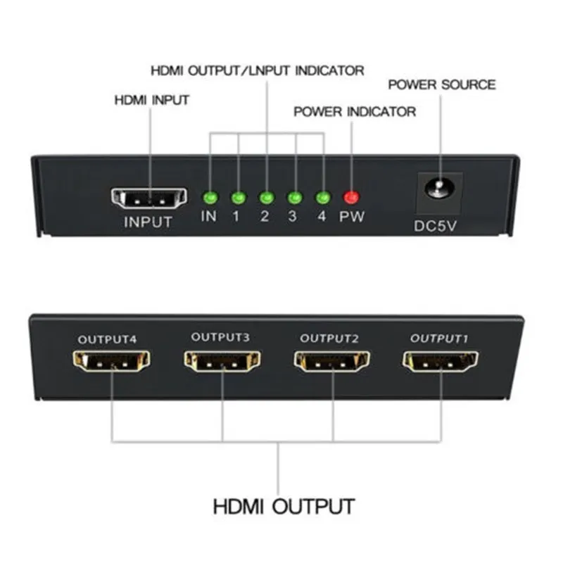 1 в 4 выхода Full HD портовый усилитель концентратора HDMI совместимый сплиттер v1.4 3d 4k