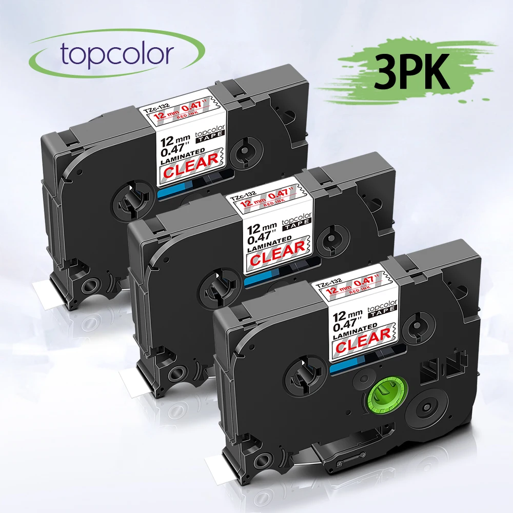 Topcolor 3PK tze 132 12 мм лейбл мейкер подходит Brother лента для маркировки tz132 красный на