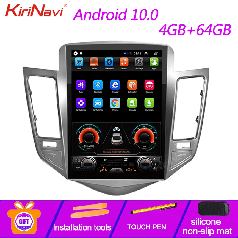 KiriNavi Telsa Style Vertical Screen 10.4" Android 10.0 Auto GPS Navigation Car Dvd Player Radio For Chevrolet Cruze | Автомобили и